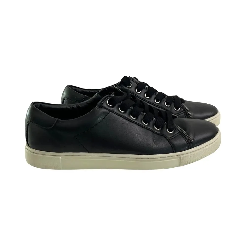 Frye And Co Sindy Moto Low Black Leather Zipper Detail Sneaker Women’s Size 8.5M - Picture 11 of 12